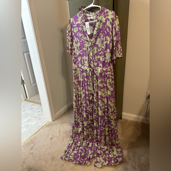 Easel Purple and Green Floral Print Maxi Dress NWT - Picture 7 of 15